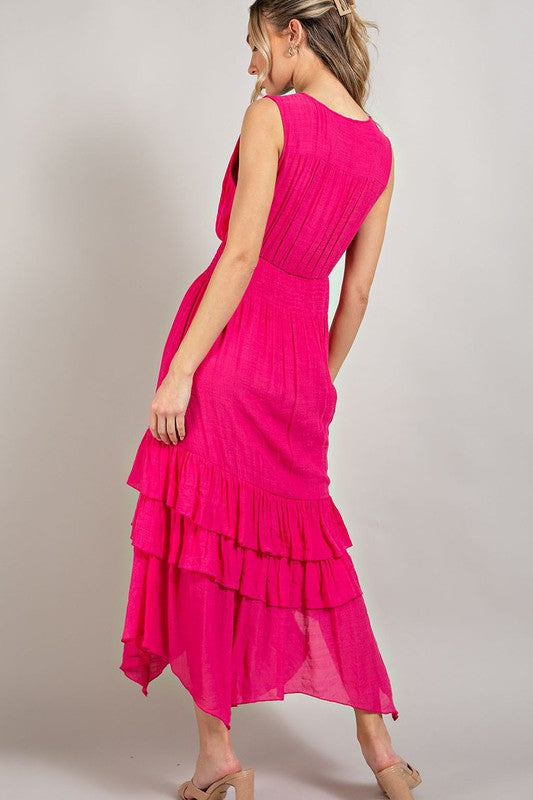 V-Neck Ruffle Maxi Dress