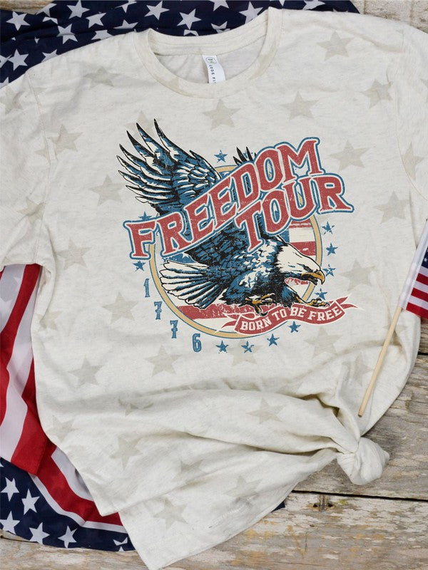 Freedom Tour Patriotic Stars Graphic Tee Shirt