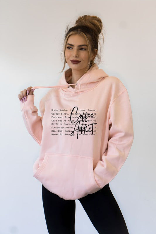 Coffee Addict Words Graphic Hoodie