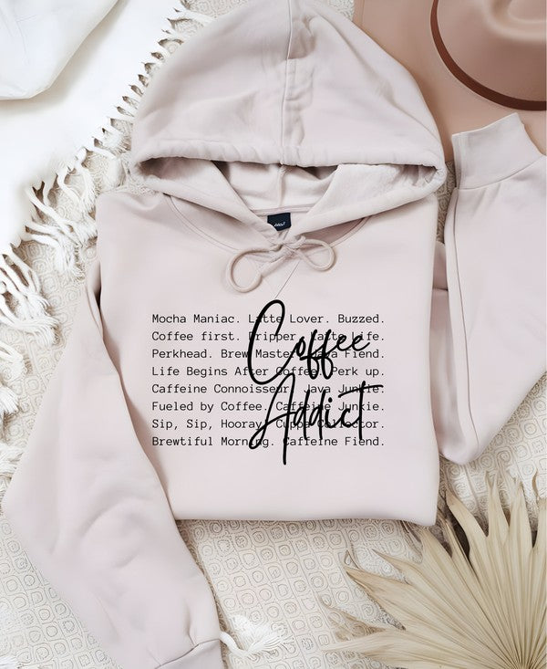 Coffee Addict Words Graphic Hoodie