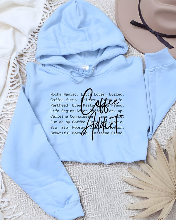 Coffee Addict Words Graphic Hoodie