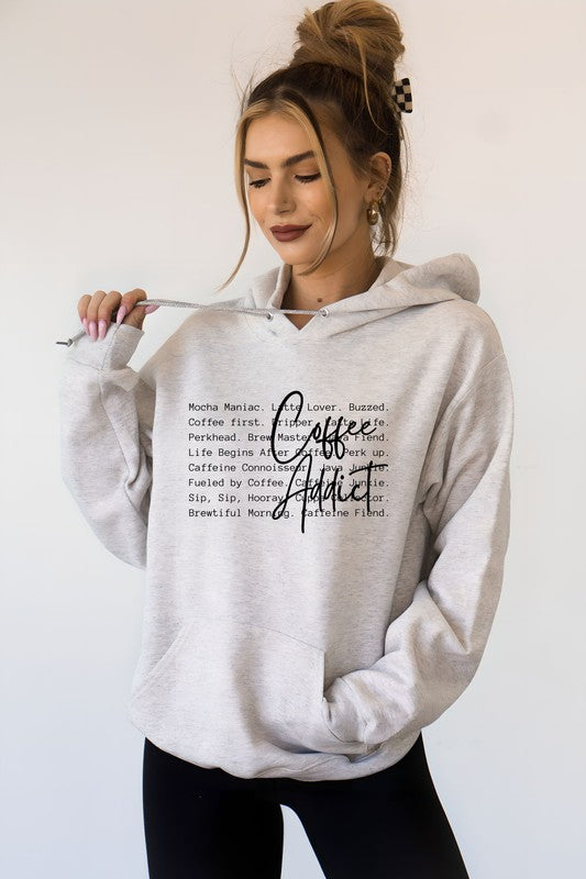 Coffee Addict Words Graphic Hoodie