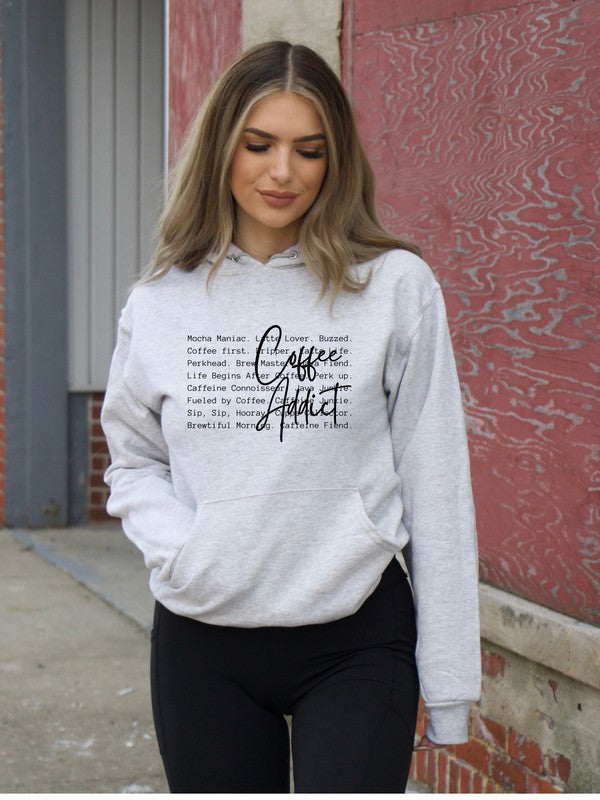 Coffee Addict Words Graphic Hoodie