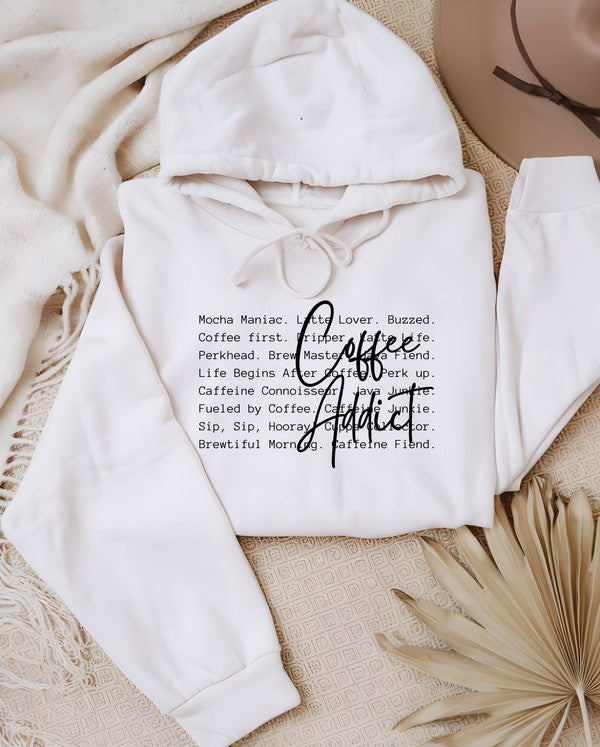 Coffee Addict Words Graphic Hoodie